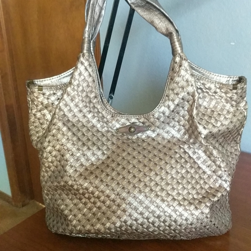 Elliott Lucca Golden Woven Leather Bag